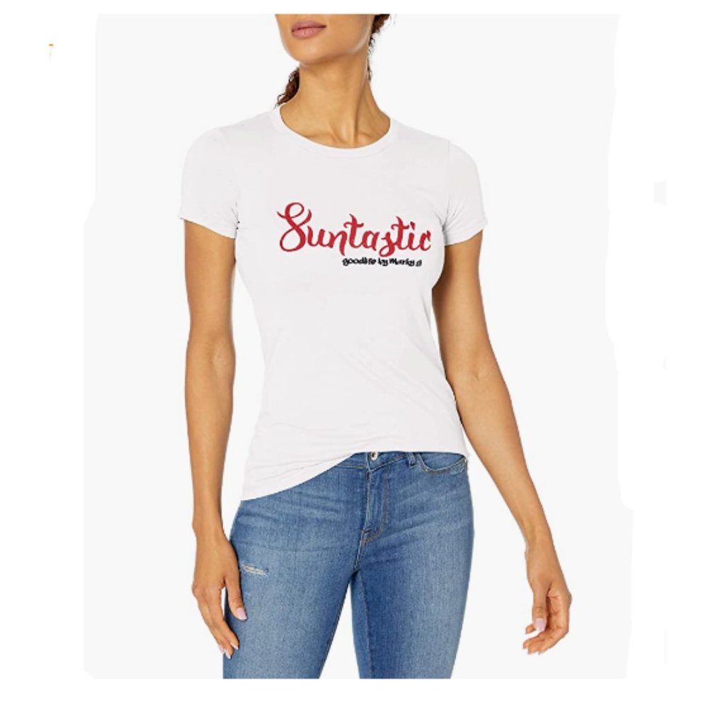 Marky g apparel t-shirt women's 6004 SUNTASTIC tee-shirt Size MEDIUM -WHITE